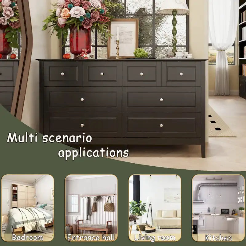 Bedroom Dresser with Silver Accents Sleek and Spacious Organizer Chest