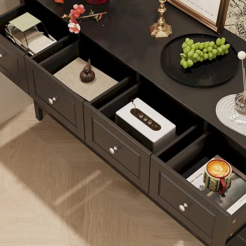 Bedroom Dresser with Silver Accents Sleek and Spacious Organizer Chest