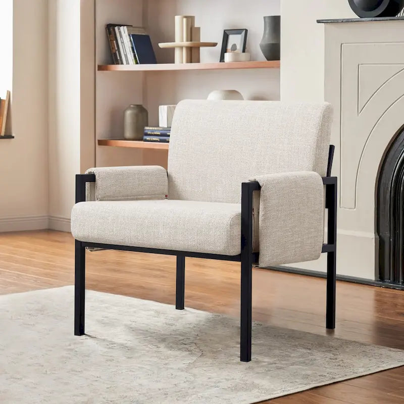 Upholstered Accent Chair with Metal Frame