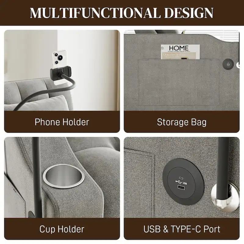 3-in-1 Multi-Functional Convertible Single Sleeper Sofa Bed
