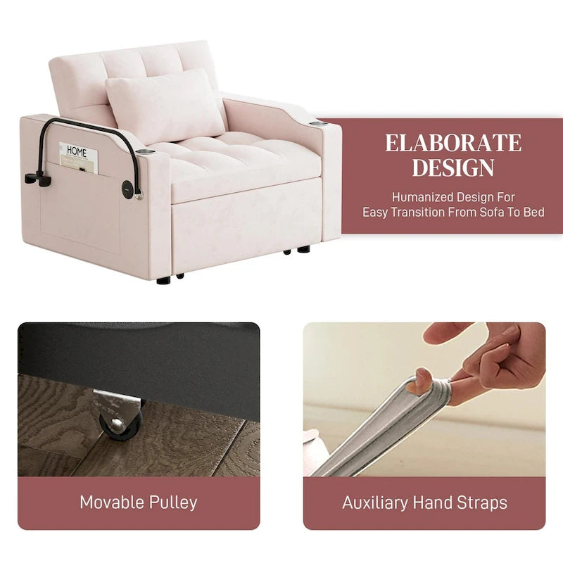 3-in-1 Multi-Functional Convertible Single Sleeper Sofa Bed