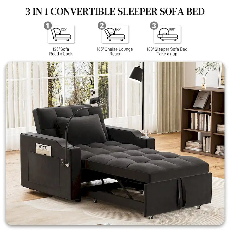 3-in-1 Multi-Functional Convertible Single Sleeper Sofa Bed