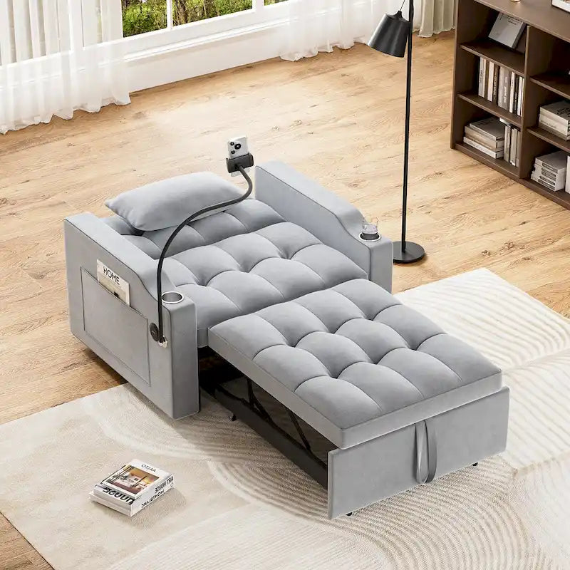 3-in-1 Multi-Functional Convertible Single Sleeper Sofa Bed