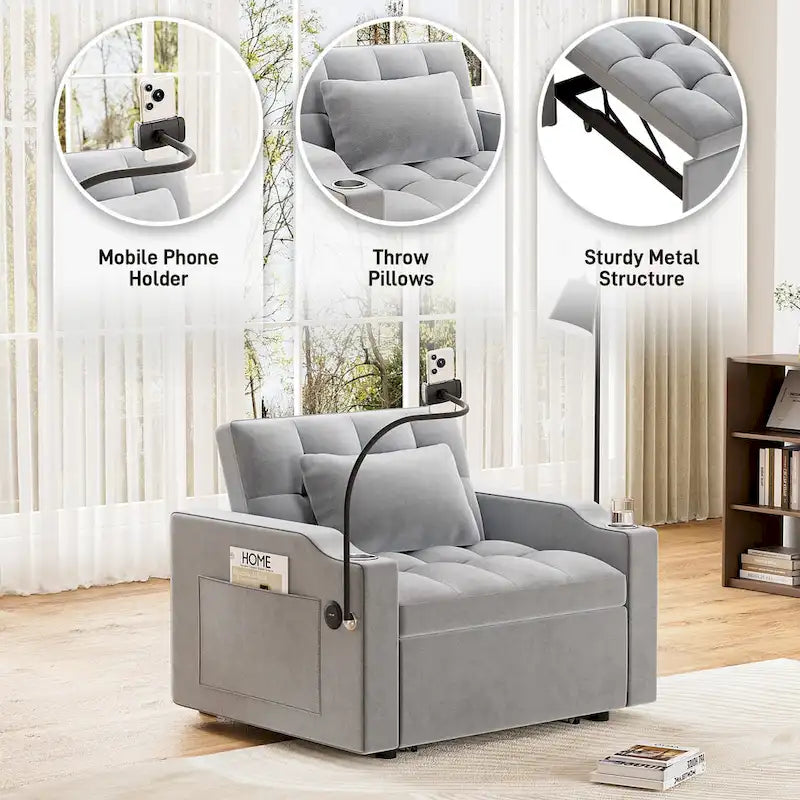 3-in-1 Multi-Functional Convertible Single Sleeper Sofa Bed