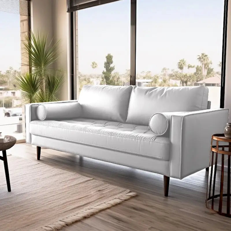 70.1" Faux Leather Sofa with Tapered Legs