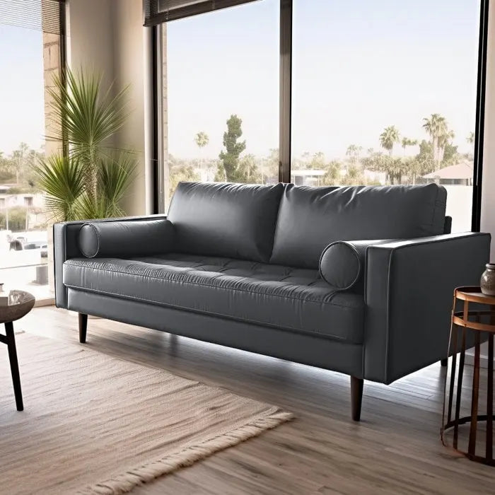 70.1" Faux Leather Sofa with Tapered Legs
