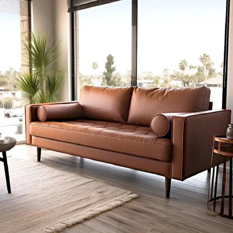 70.1" Faux Leather Sofa with Tapered Legs