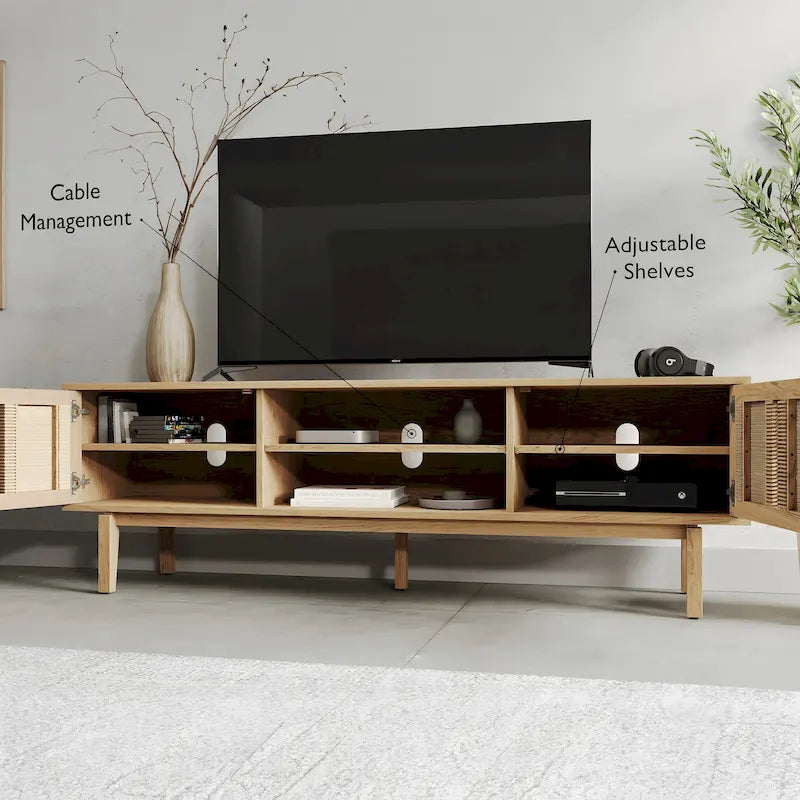 Mobile porta TV in legno con ante, consolle multimediale contemporanea