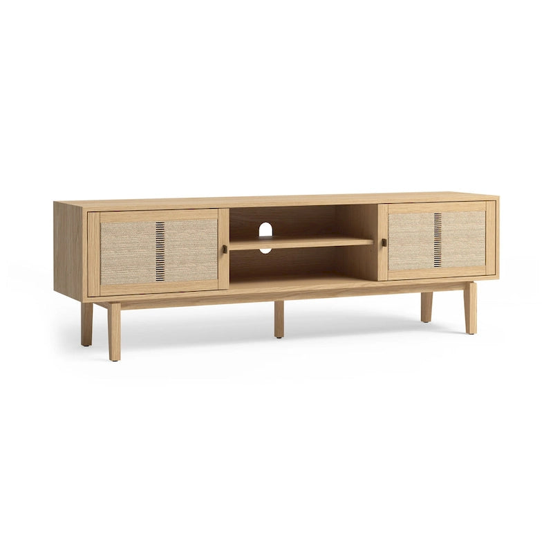 Mobile porta TV in legno con ante, consolle multimediale contemporanea