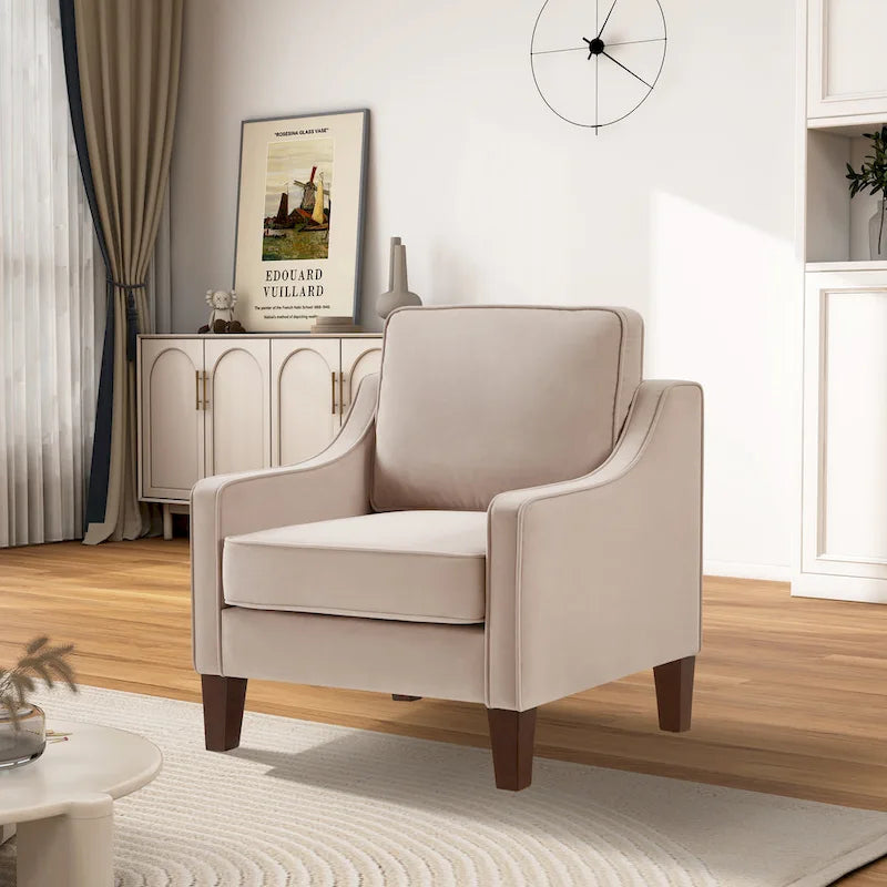 Moderner Akzentstuhl mit Samtbezug, einzelner Sofa-Sessel