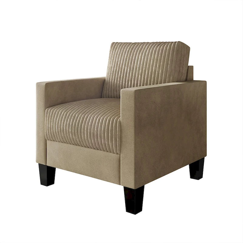 Corduroy Mid-Century Modern Velvet Upholstered Arm Chair