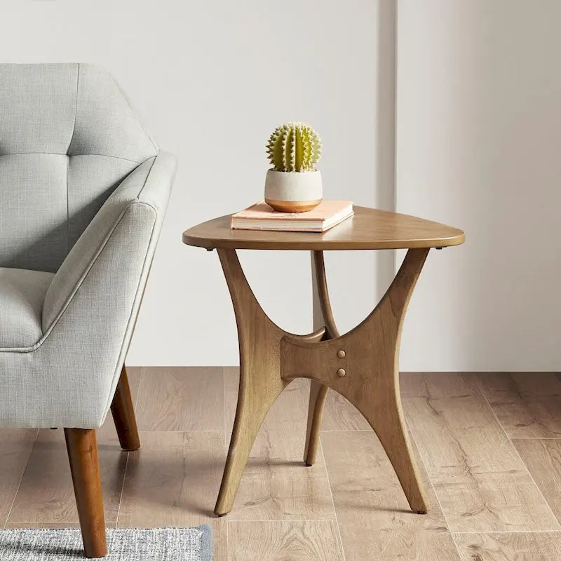 Triangle Wood Side Table Modern Accent Table