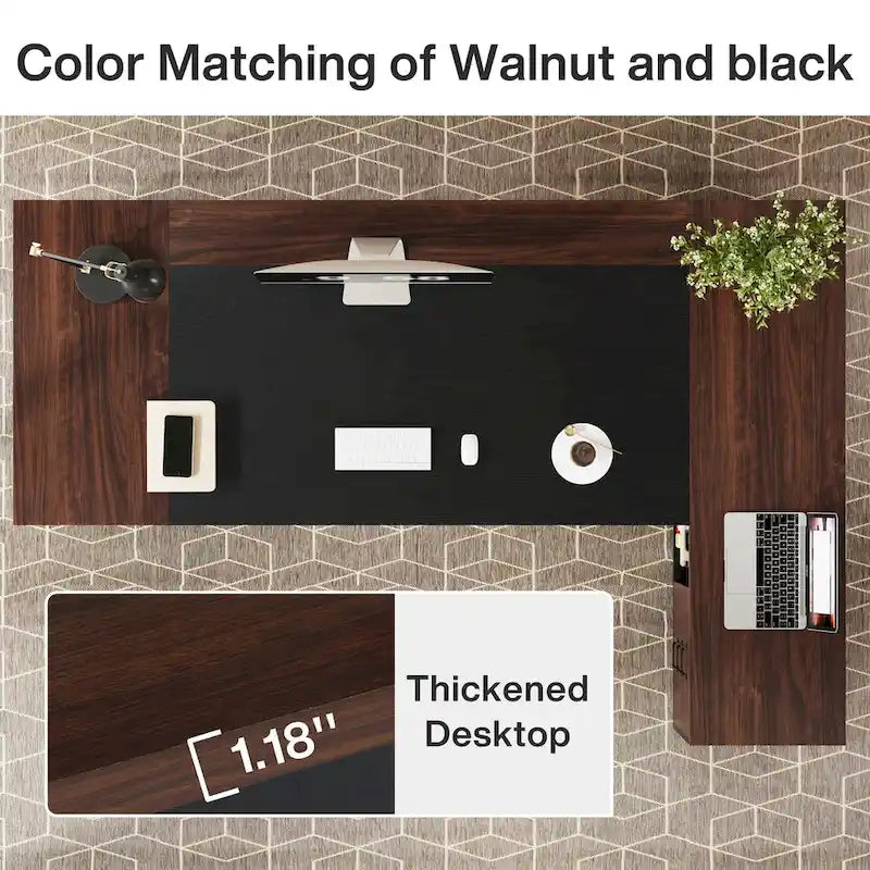 78.7-Inch L-Shaped Executive Desk Computer Desk with File Cabinet