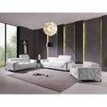 89" weißes italienisches Ledersofa mit silbernen Beinen - 35H x 89W x 43D