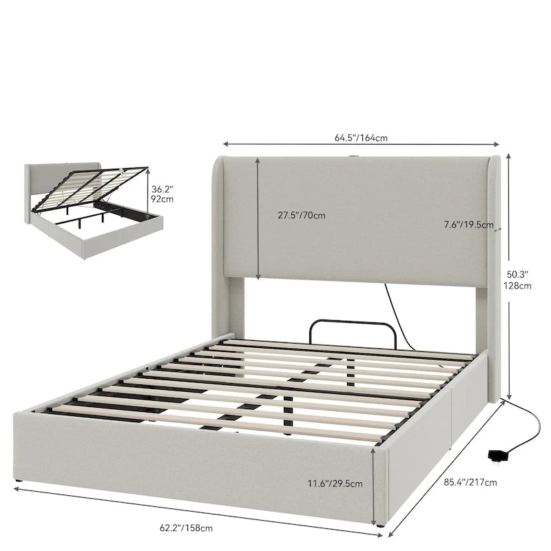 Hydraulic Lift Up Storage Bed Frame