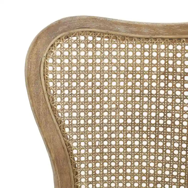 Chaises de salle à manger de style maison de campagne en hévéa avec dossier en rotin (ensemble de 2)