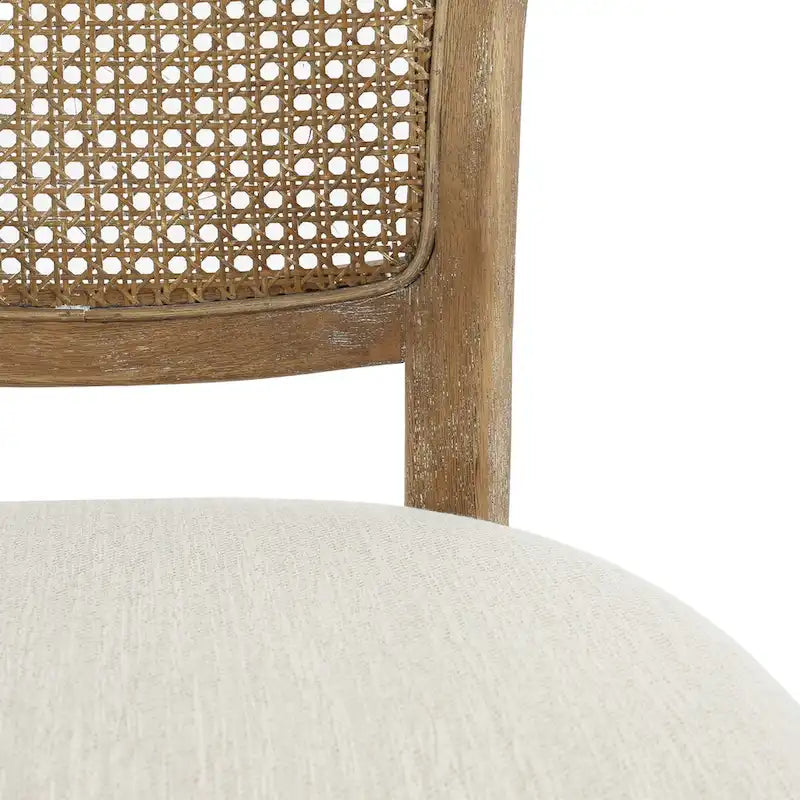 Chaises de salle à manger de style maison de campagne en hévéa avec dossier en rotin (ensemble de 2)