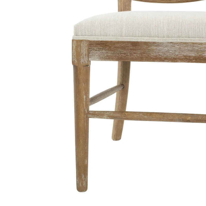 Chaises de salle à manger de style maison de campagne en hévéa avec dossier en rotin (ensemble de 2)