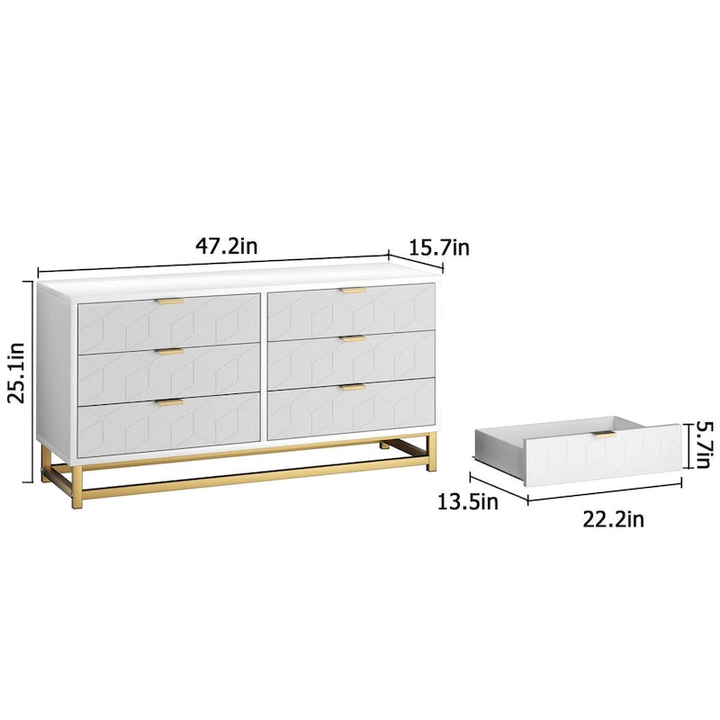 Kommode mit 6 Schubladen fürs Schlafzimmer, Schubladenkommode aus Holz