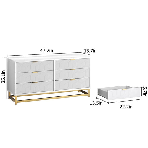 Cómoda de 6 gavetas para quarto, cómoda em madeira