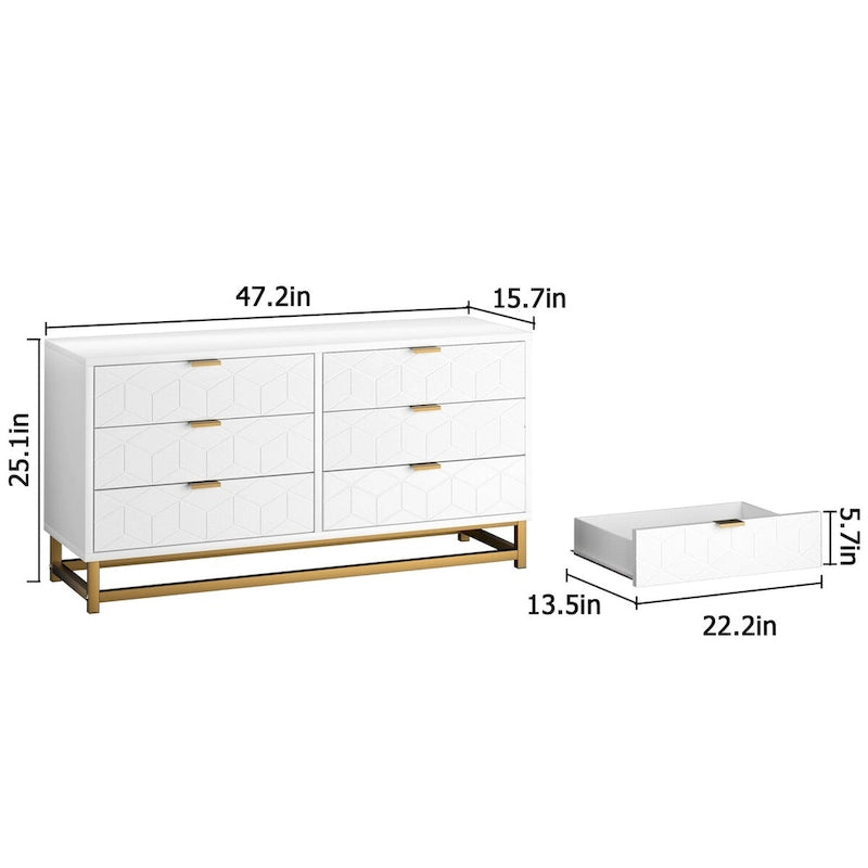 Kommode mit 6 Schubladen fürs Schlafzimmer, Schubladenkommode aus Holz