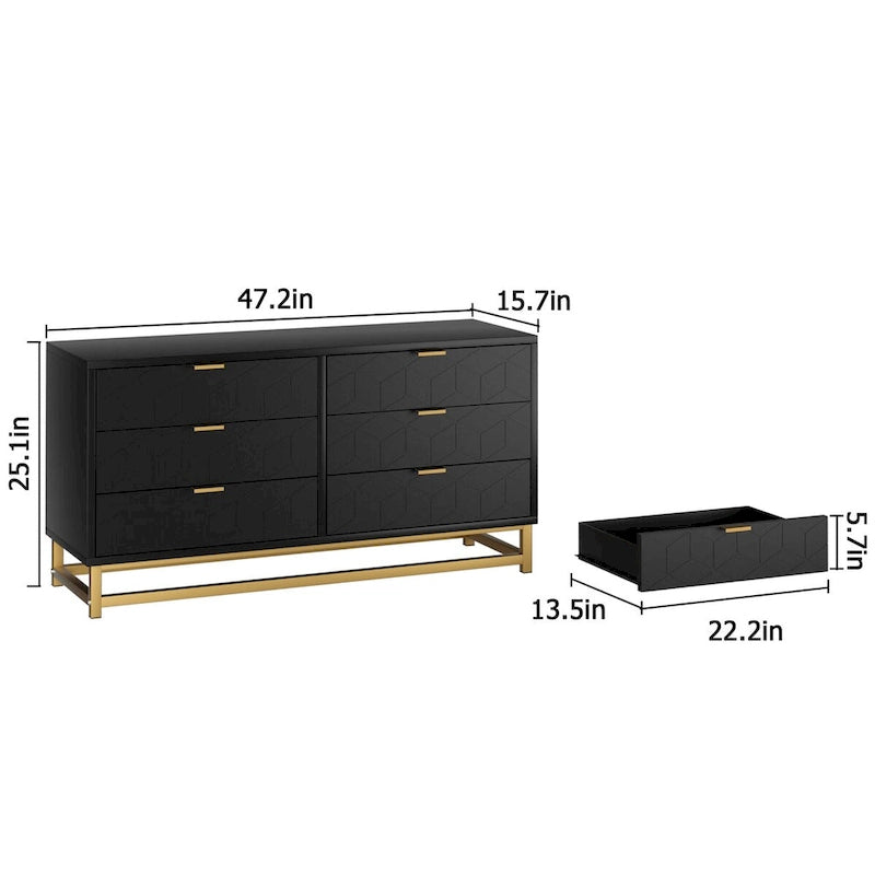 Kommode mit 6 Schubladen fürs Schlafzimmer, Schubladenkommode aus Holz